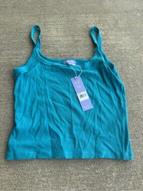 Florence Teal Ribbed Tank Top - Women's Sleeveless Cami
